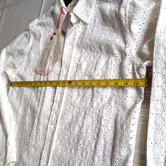 Current/Elliott NEW Button Down SHIRT Top Eyelet Cotton Perf Long Sleeve S/M🎉HP - Picture 5 of 16